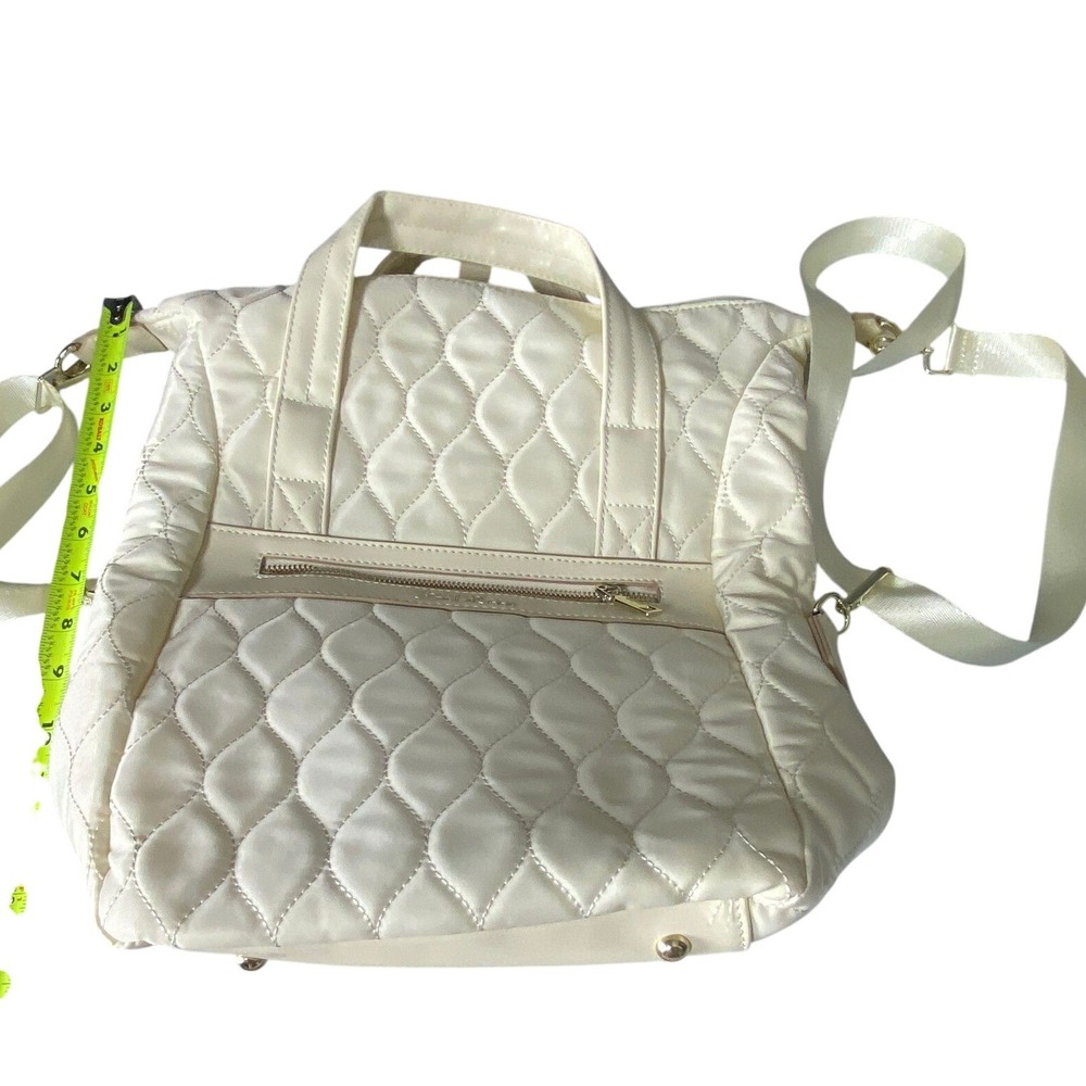 B.T. Rose Cream Quilted Tote Bag Womens Shoulder Purse Gold Hardware Large